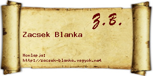 Zacsek Blanka névjegykártya
